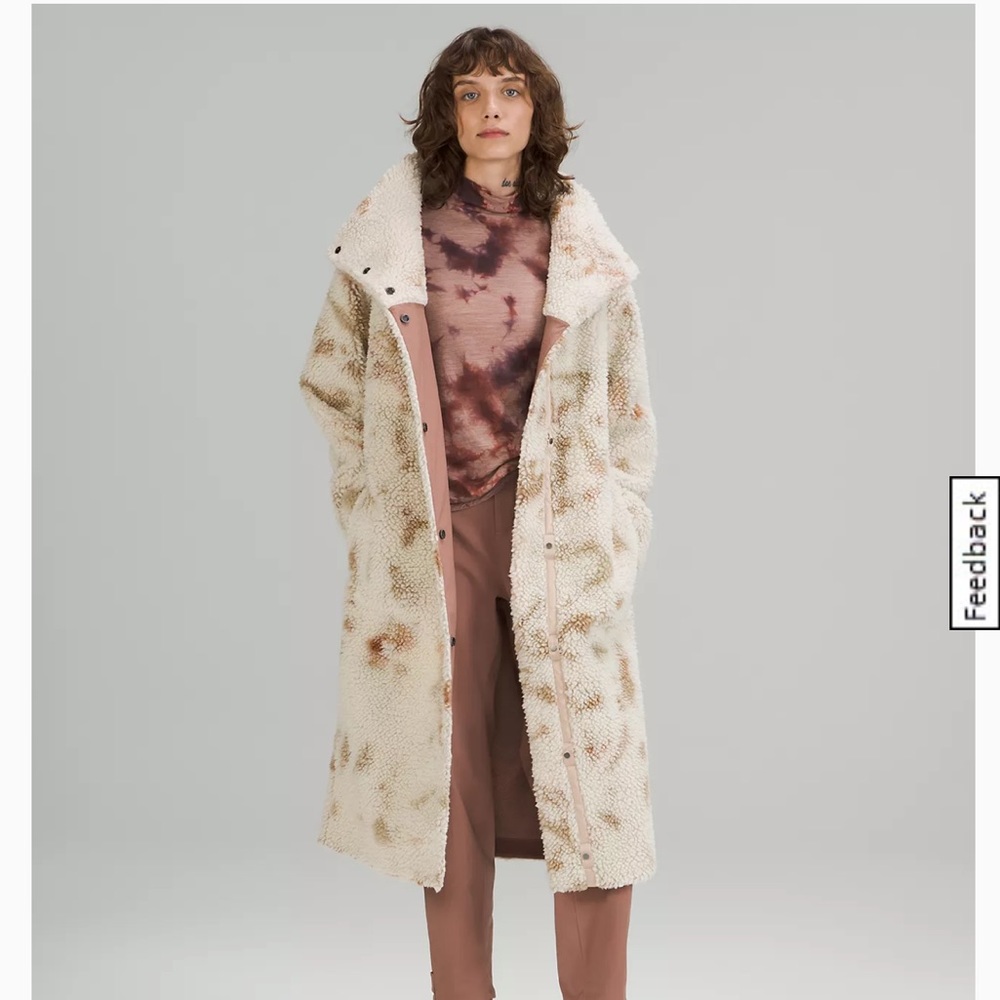Lululemon lab Textured Fleece Coat Diamond Dye Light Ivory Dusty Bronze